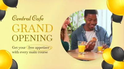 Central Cafe Grand Opening With Free Appetizer Animated Graphics