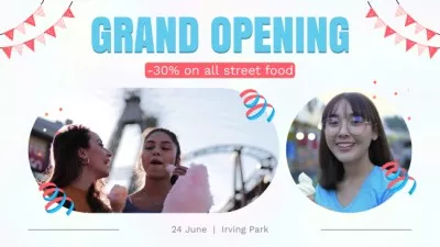 Grand Opening Event With Discounted Street Food Animated Graphics
