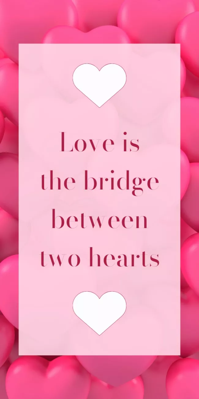 Quote about Love with Bunch of Pink Hearts