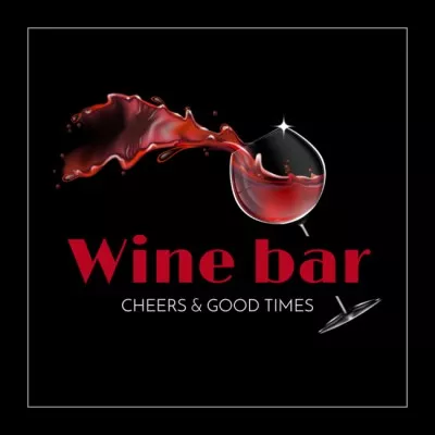 Wine Bar With Red Wine And Slogan Promotion Animated Logos