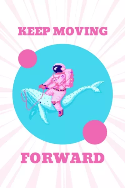 Moving Forward Quote With Astronaut On Whale Tumblr Graphics
