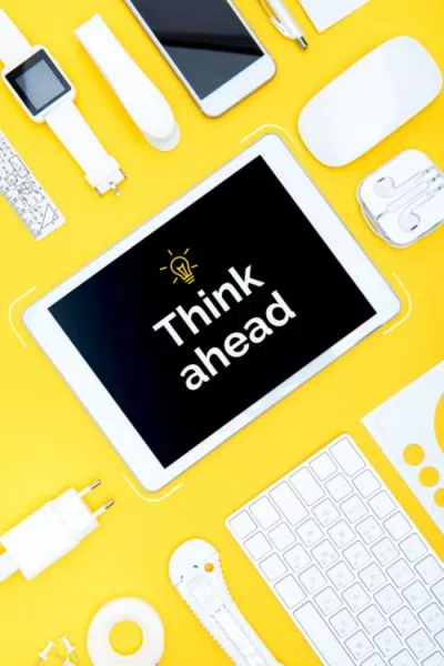 Think Ahead Quote With Tablet Computer Tumblr Graphics