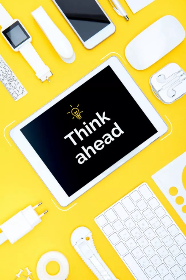 Think Ahead Quote With Tablet Computer