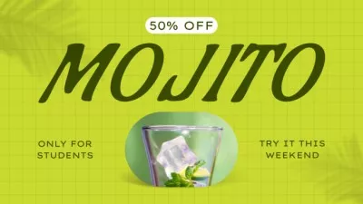 Yummy Mojito At Half Price In Bar Offer Animated Graphics