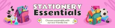 Eco-Friendly Sustainable Stationery Essentials LinkedIn Cover