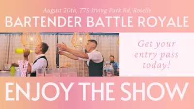 Bartender Show And Competition With Cocktails Animated Graphics