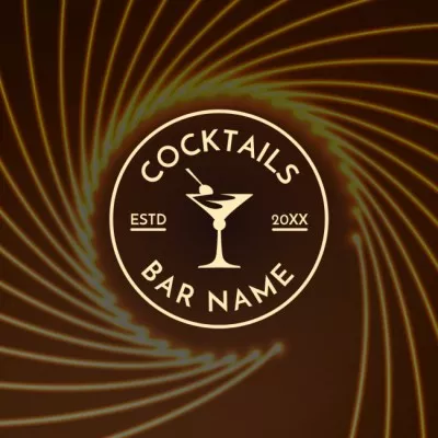 Bright Bar Ad With Cocktails Animated Logos